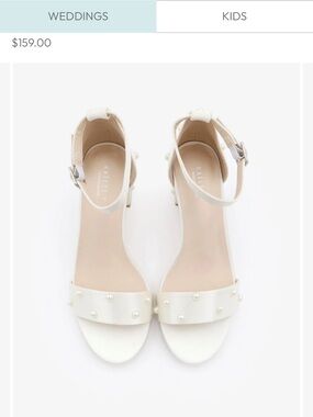 Kailee P Satin Block Heel Wedding Sandals with Scattered Pearls